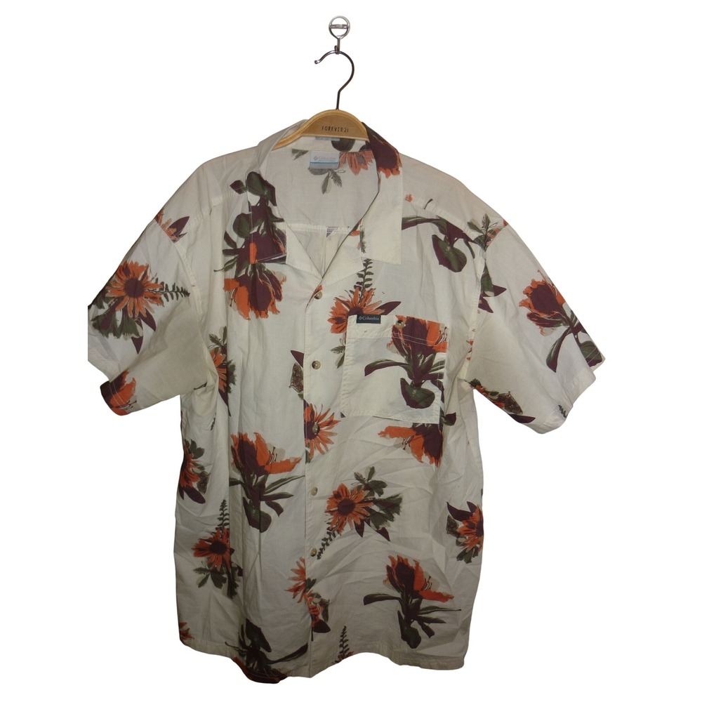 Columbia Sportswear Company Men's Floral Print Short Sleeve Button Up Shirt XL